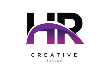 HR Creative Abstract logo design featuring intertwined letters in gradient purple