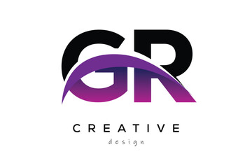 GR Creative Abstract logo design featuring intertwined letters in gradient purple