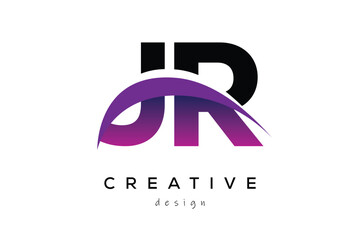JR Creative Abstract logo design featuring intertwined letters in gradient purple