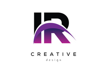 IR Creative Abstract logo design featuring intertwined letters in gradient purple