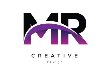 MR Creative Abstract logo design featuring intertwined letters in gradient purple