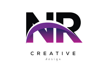 NR Creative Abstract logo design featuring intertwined letters in gradient purple