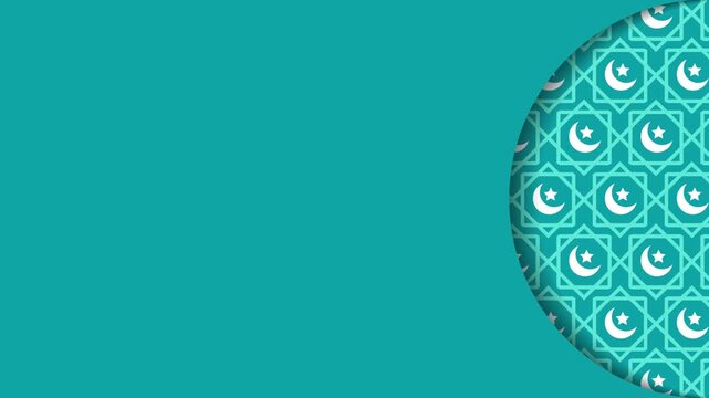 Teal Background with Islamic Geometric Pattern and Crescent Moon Motifs, Ramadan pattern background