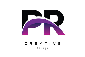 PR Creative Abstract logo design featuring intertwined letters in gradient purple