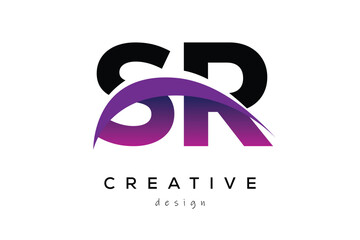 SR Creative Abstract logo design featuring intertwined letters in gradient purple