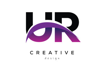 UR Creative Abstract logo design featuring intertwined letters in gradient purple