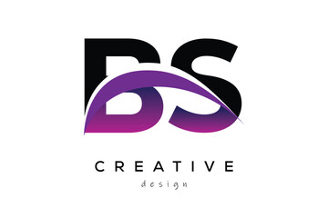BS Creative Abstract logo design featuring intertwined letters in gradient purple
