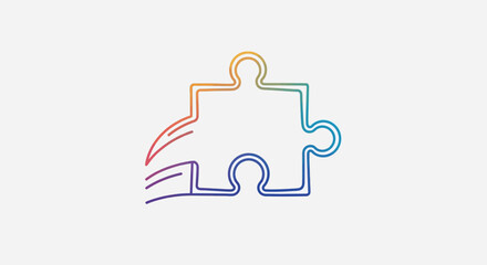 Obraz premium Vibrant rainbow-colored puzzle piece icon on a clean white background symbolizing diversity