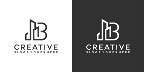 Initial letter R with building vector logo design © Kurniawan