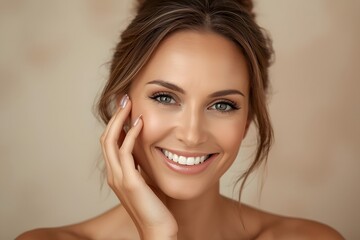 Smiling senior woman with bun hair