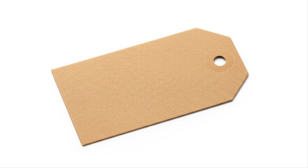 Pierced paper tag isolated on white background with clean edges and a single round hole, perfect for labeling or gift packaging