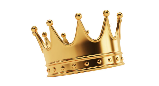 A shiny gold crown with jewels isolated on transparent background