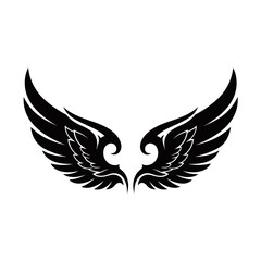 Fototapeta premium Stylized black tribal wings vector illustration on a white background.