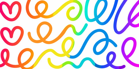 Colorful hearts and swirls create a vibrant playful abstract pattern