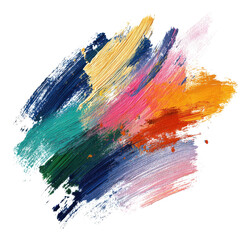 Obraz premium Colorful thick paint brush strokes on black background abstract art image, Png Isolated On White, Transparent Background