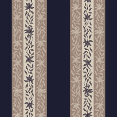 Neutral Colour Floral Striped Seamless Pattern Design
