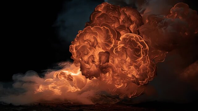Large fire burning in the night.