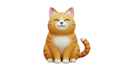 Cute 3D Orange Tabby Cat with Closed Eyes
