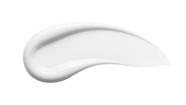 White cosmetic cream smear isolated on a transparent background, showcasing a smooth, thick texture with a subtle sheen, ideal for beauty product mockups and skincare advertisements.