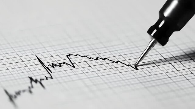 Medical pen on graph paper recording.