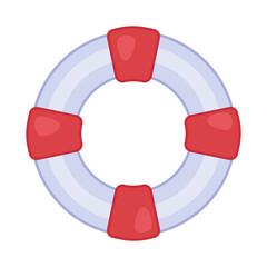 lifebuoy ring red white symbol conveying safety and rescue readiness, minimal flat illustration isolated