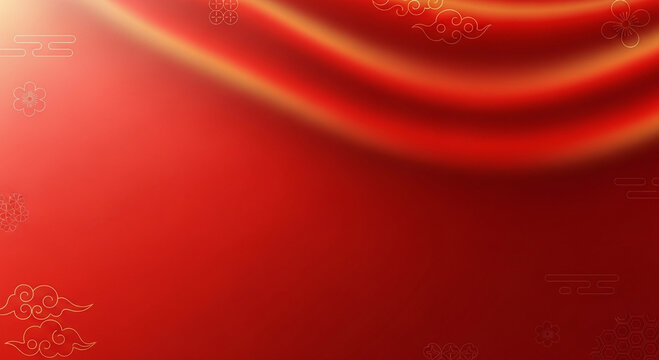 A luxurious red silk background with subtle golden cloud patterns, ideal for festive celebrations and elegant designs