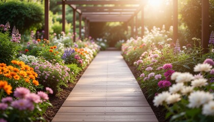 garden paths with gentle depth of field
