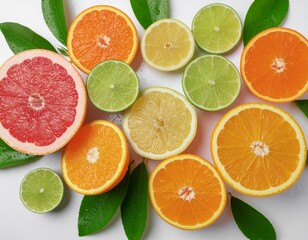 fresh citrus fruits isolated on white background 