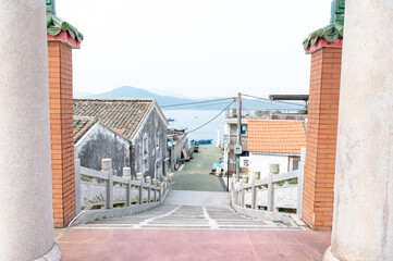 香港　塔門島の海と町並み