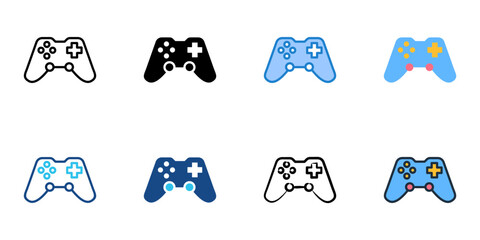 Gamepad icons set multiple style collection. Editable stroke   © Gravisio