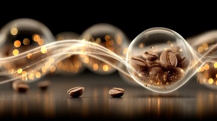 Obraz premium Fluid Elegance: A macro shot reveals the dynamic dance between liquid and bubbles, highlighting the intricate details and smooth textures that define its beauty