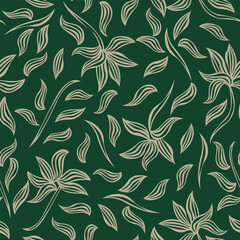 Green Botanical Floral Seamless Pattern Design