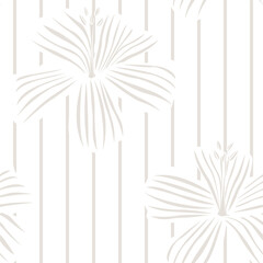 Striped Beige  Botanical Floral seamless pattern design