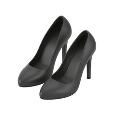 Elegant Black Heel Shoes Modern Fashionable Pair on Transparent Background