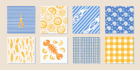 Collection of summer themed patterned backgrounds with marine life © Ranajit