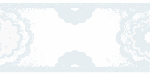 Pale blue vintage floral frame with distressed texture and symmetrical design