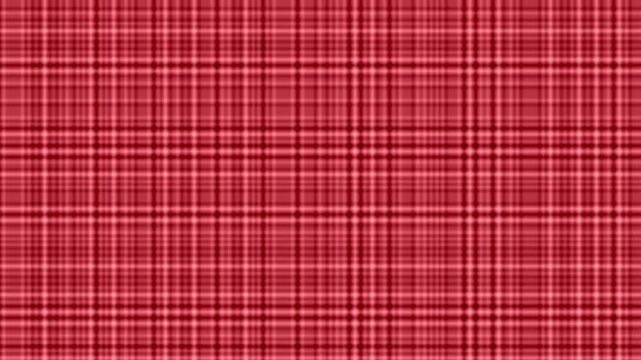 An abstract red and white plaid pattern fills the frame, creating a textured, geometric background.
