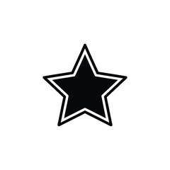 Obraz premium Double bordered solid black star icon with white inner frame on transparent background art
