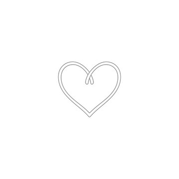 Minimalist heart icon outline vector illustration on transparent grid background for web