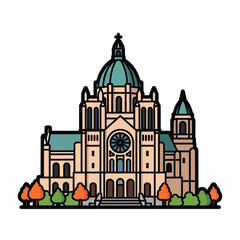 Fototapeta premium A colorful illustration of a large church building