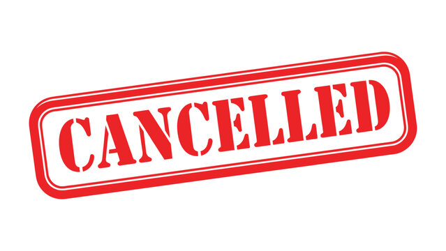 Cancellation Stamp: A bold red CANCELLED stamp, angled diagonally, symbolizes definitive cancellation with a sense of finality. A clear statement of nullification.