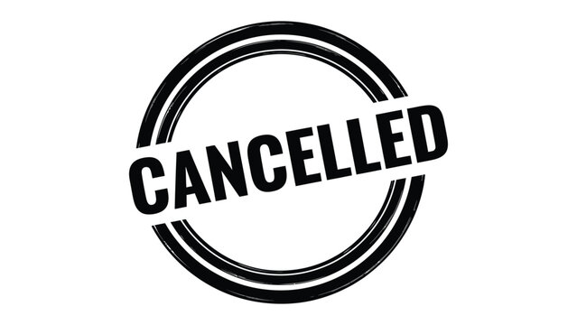 Cancellation Seal: A bold circular seal declares the word CANCELLED in a stark, impactful design. Representing a statement of negation.