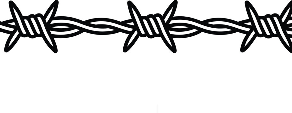 A black and white drawing of a barbed wire