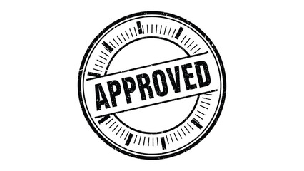 Fototapeta premium Approved Stamp of Authority: A classic circular stamp prominently displays the word APPROVED, signifying official endorsement or validation in a formal context.