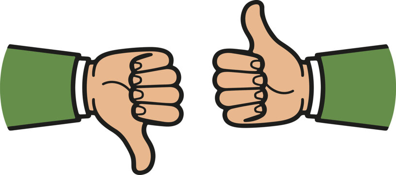 Thumbs Up and Thumbs Down Vector Illustration &ndash; Like and Dislike Icons
