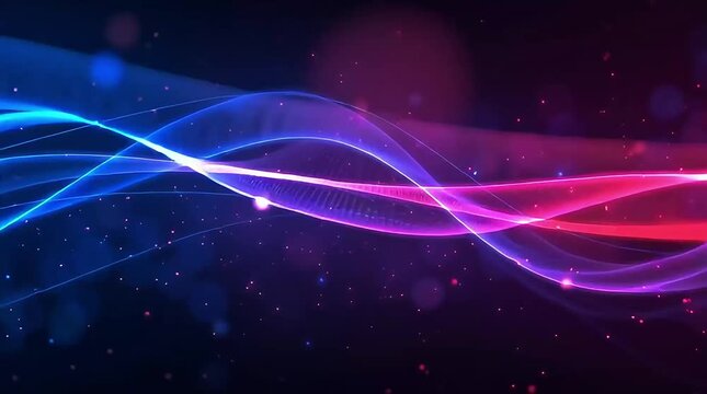 Vibrant glowing waves swirl in dynamic motion