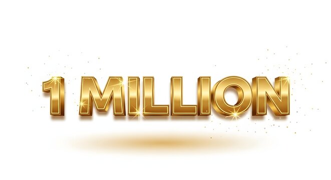 Golden 3d text rendering of 1 million