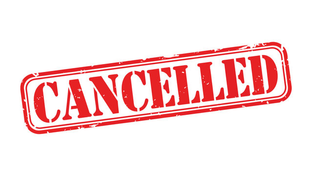 Cancellation Stamp: A red cancellation stamp boldly displays the word CANCELLED, conveying a clear message of discontinuation.