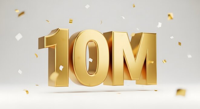 Golden 10 million celebration with confetti