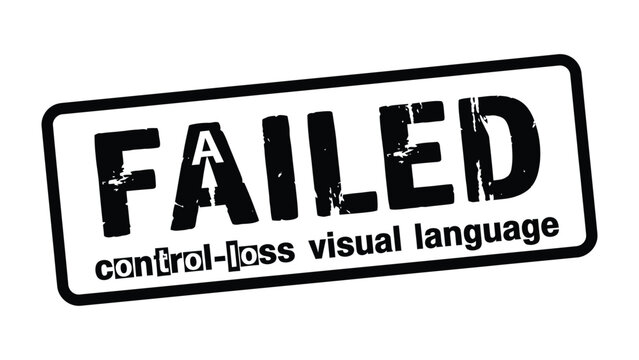Failed Stamp - Control Loss: The bold FAILED stamp, emblazoned in black, conveys a message of rejection and consequence, suggesting an element of failure and control loss.